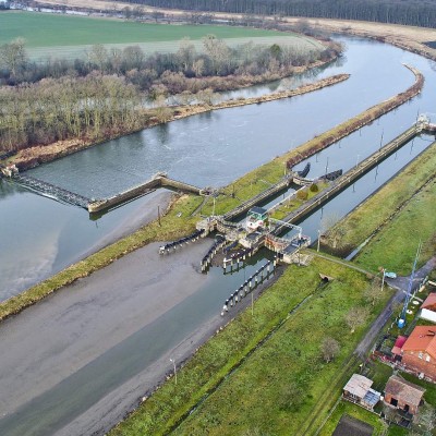 Budowa jazu w ujściu Nysy do Odry
